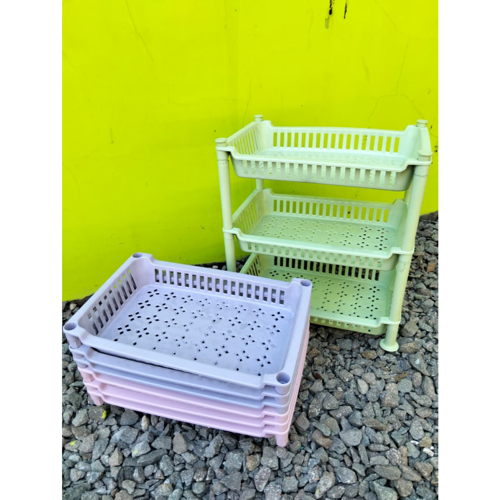 Rak Mini Momoto Susun 3 Plastik Rak kosmetik Rak Serbaguna Rak Dapur Rak Snack Mini