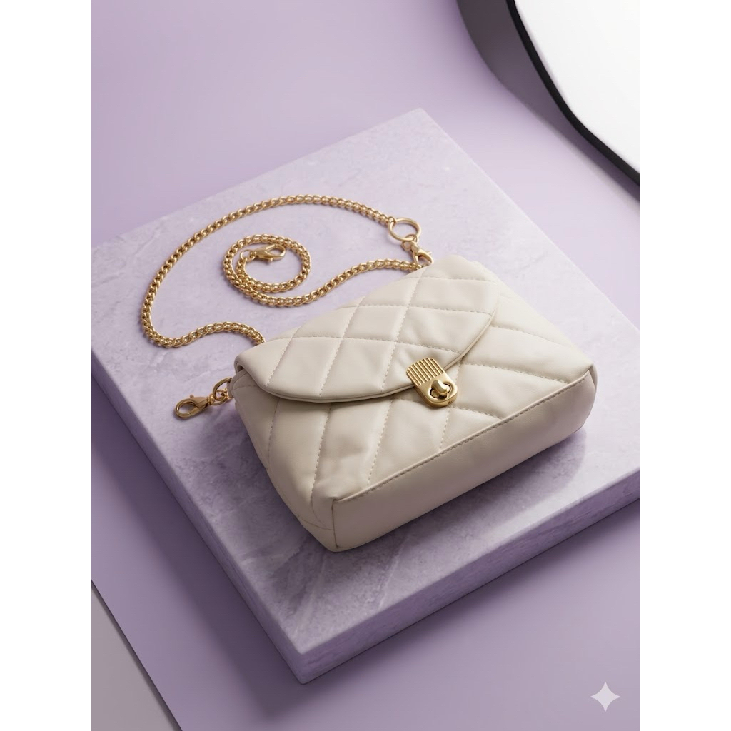 Tas rantai warna cream (new)