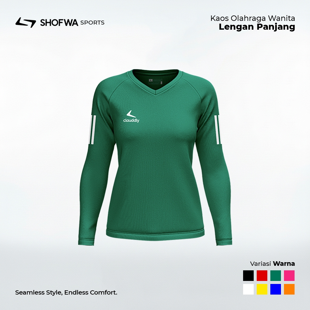 Kaos Olahraga Wanita Hijau Botol Panjang Kaos Clauddly Running Senam Fitness Lari Big Size Jumbo