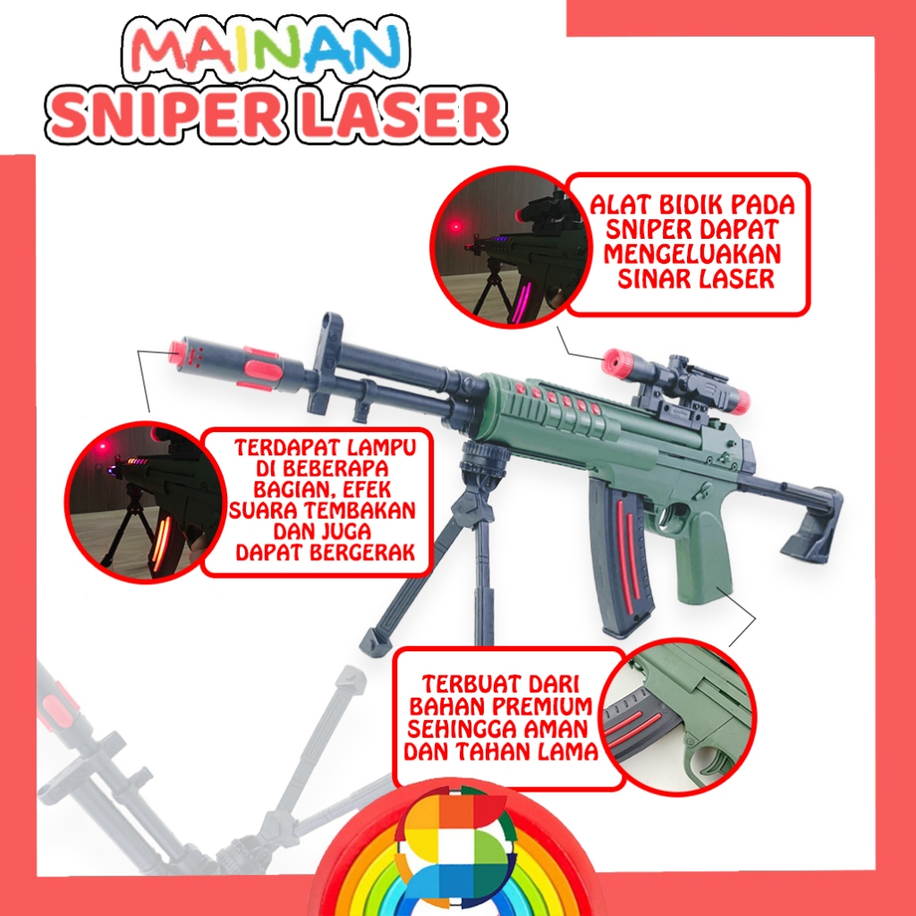 Mainan Sniper Pro Laser / Mainan Anak Sniper Pro Laser Lampu AR619