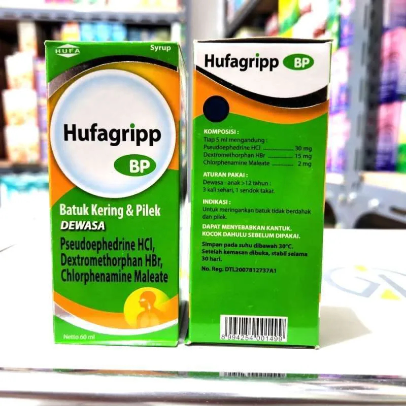 Hufagrip BP Syrup 60ml Obat Batuk Pilek Dewasa Flu Batuk Kering & Berdahak Ampuh