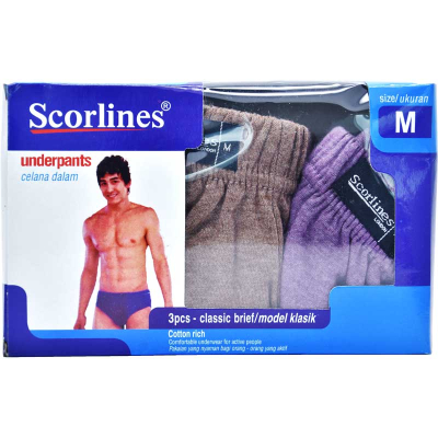 Scorlines Celana Dalam Pria Classic Brief M 3 pcs