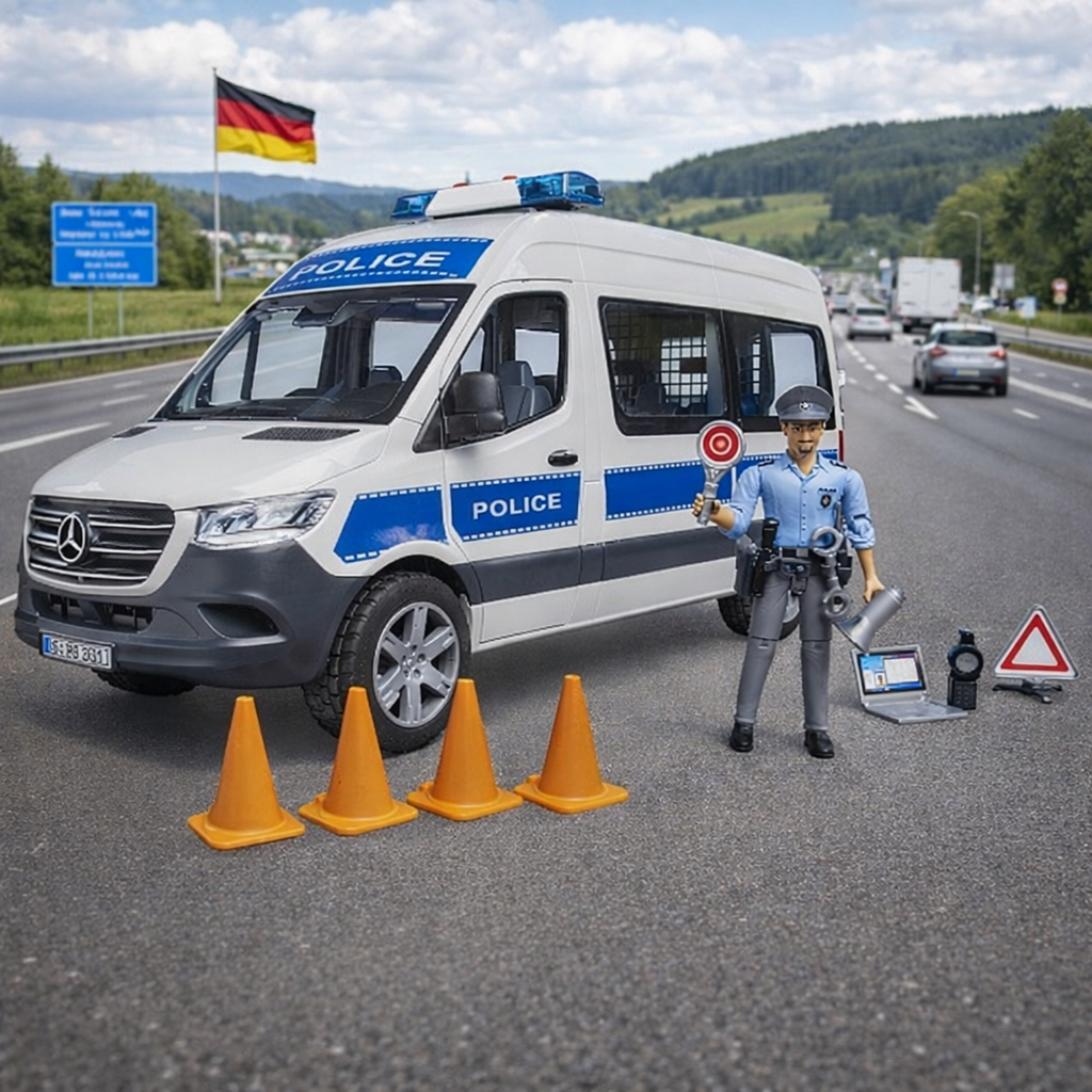 Bruder 2683 MB Sprinter Police Emergency Vehicle With Light & Sound - Mainan Miniatur Mobil Dinas Am