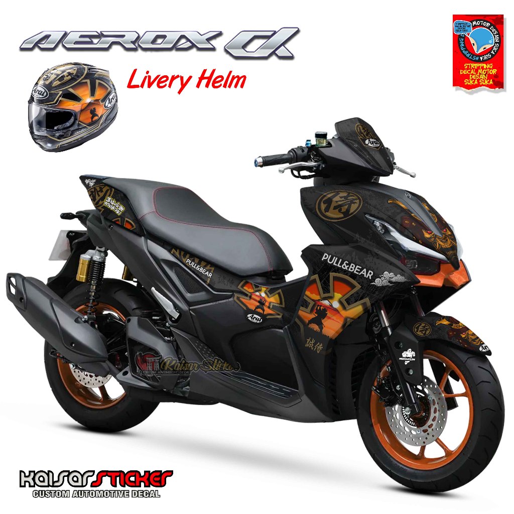 Terbaru Decal Stiker Full Body Aerox Alpha/ Cybercity / Aerox Turbo / NVX / Motif  Livery Helm ARAI 
