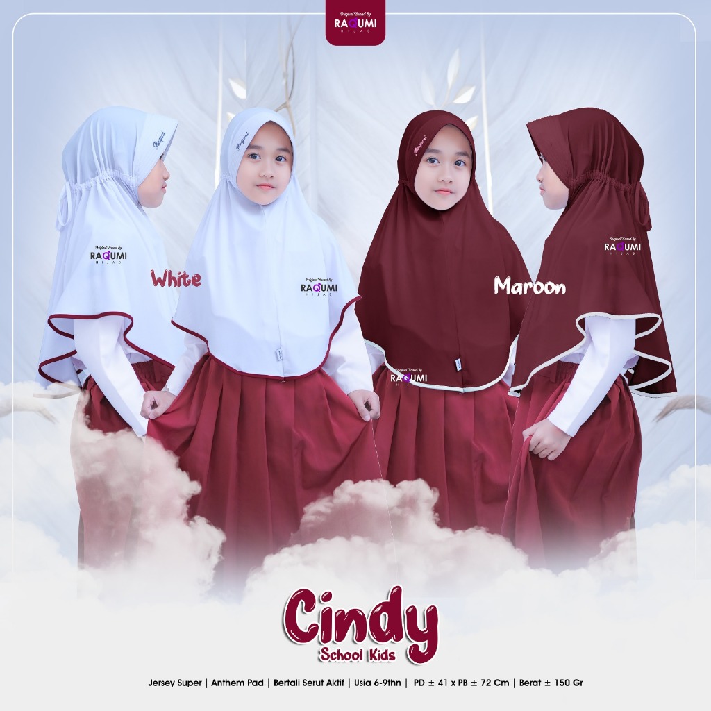 CINDY SCHOOL KIDS BRAND ORI BY RAQUM // PREMIUM HIJAB KIDS BY RAQUMI HIJAB // HIJAB ANAK // HIJAB SE