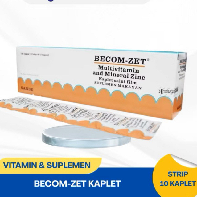 BECOM-ZET Multivitamin Tablet dengan Zinc untuk Daya Tahan Tubuh