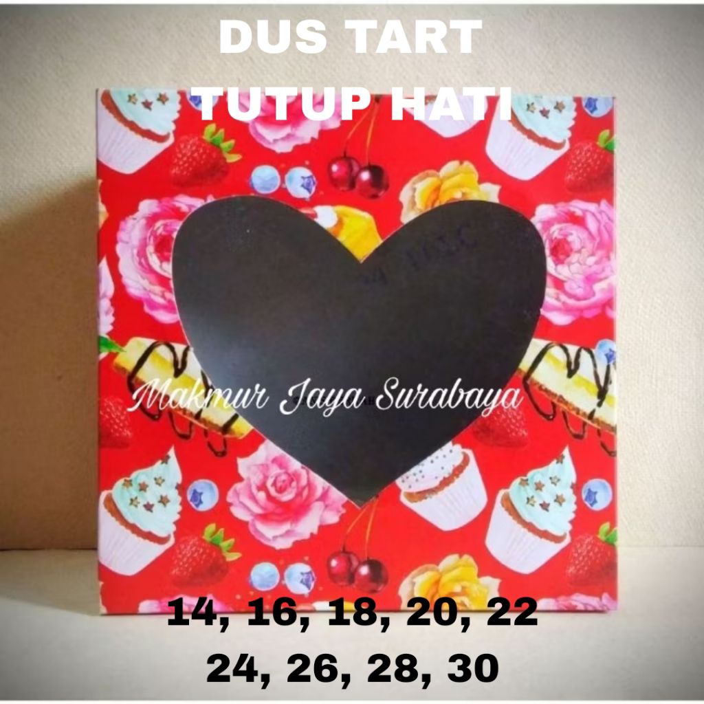 (10 pcs) Dus Tart Tutup Hati All Size 14x14 16x16 18x18 20x20 22x22 24x24 26x26 28x28 30x30/Dus Kue 
