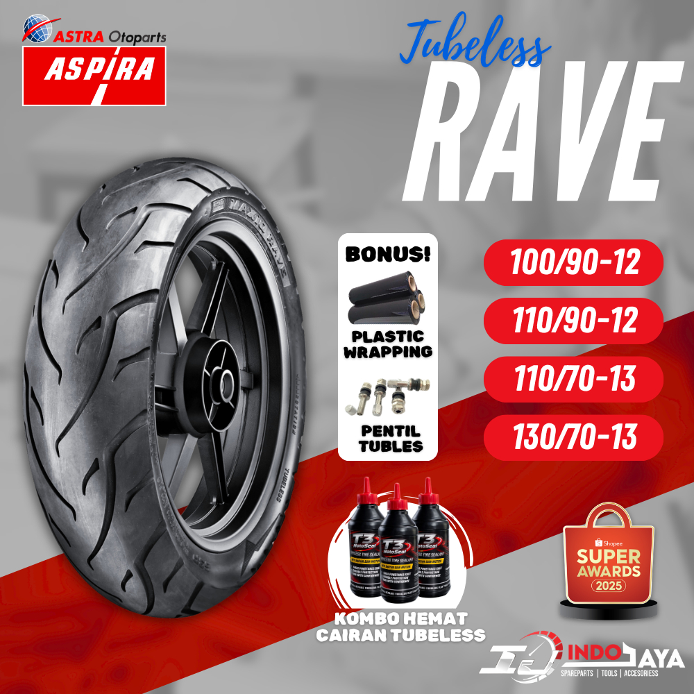 [READY COD] BAN ASPIRA TUBELESS MAXIO RAVE RING 12 & RING 13 / BAN LUAR SCOOPY FREEGO NMAX ( 100/90-