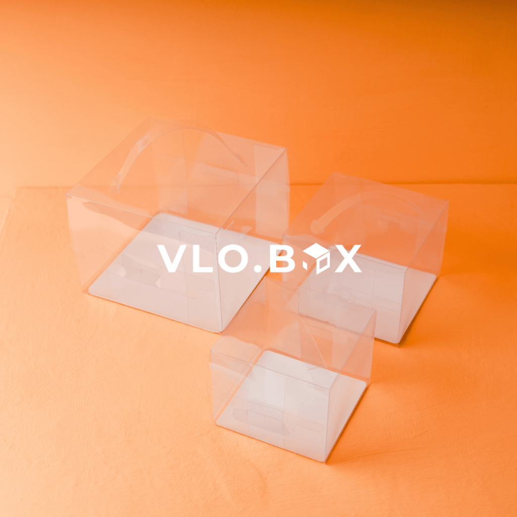 Kotak kue mika transparan handle | Box mika hampers | Box puding premium