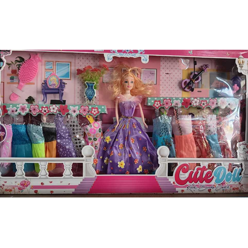 BARBIE PRINCESS/BONEKA PRINCESS FASHION SET+GAUN & AKSESORIS MAINAN ANAK PEREMPUAN