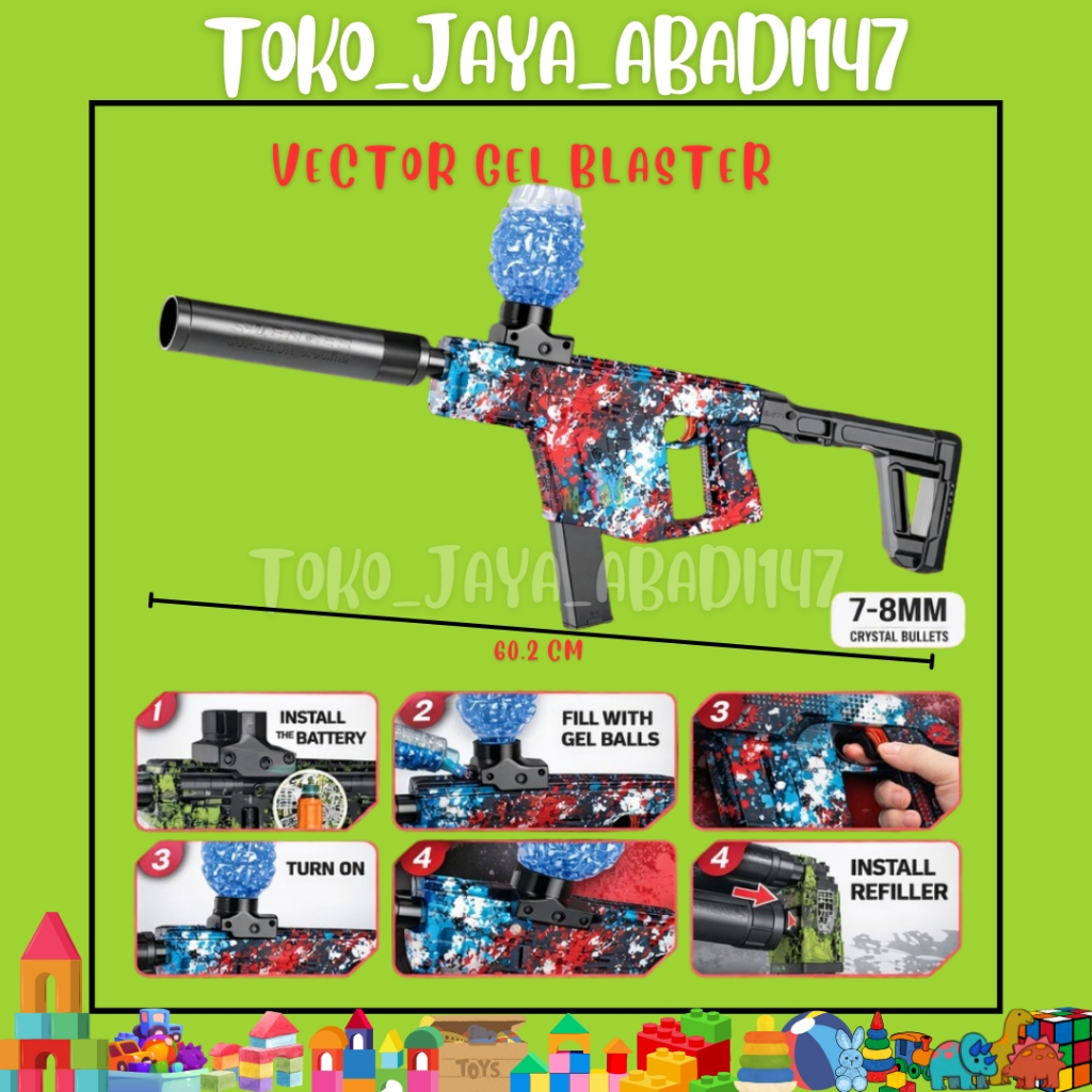 TEMBAK Gel Blaster Electric 7–8mm Automatic Burst Mainan Tembak Anak Water Bullet Gun + Aksesoris / 