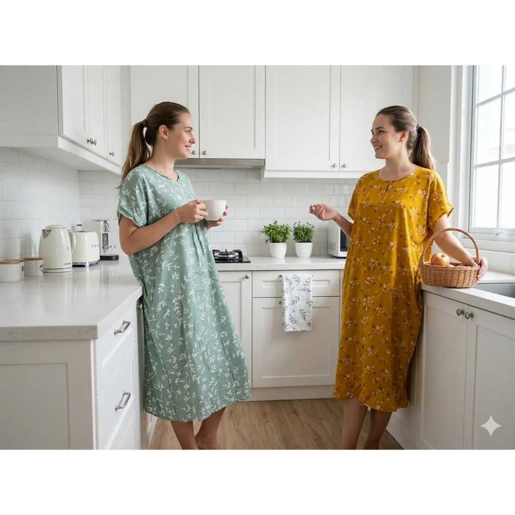 Daster Habel Mama Muda // Daster Rayon motif Selutut Busui Friendly