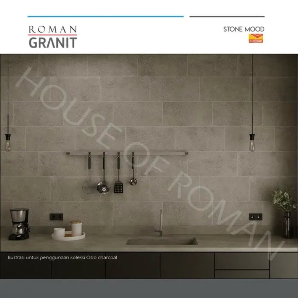 Roman granit 60x30 Olso Charcoal/roman granit industrial/Granit Carport/Lantai Rustic