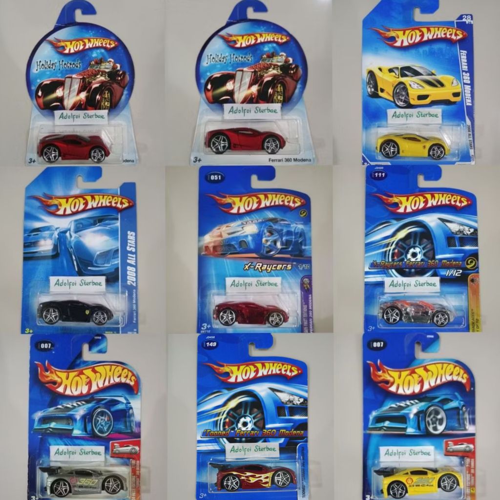 hotwheels hot wheels tooned ferari ferrari 360 modena 2008 all stars track aces 051 x-raycers 2004 2