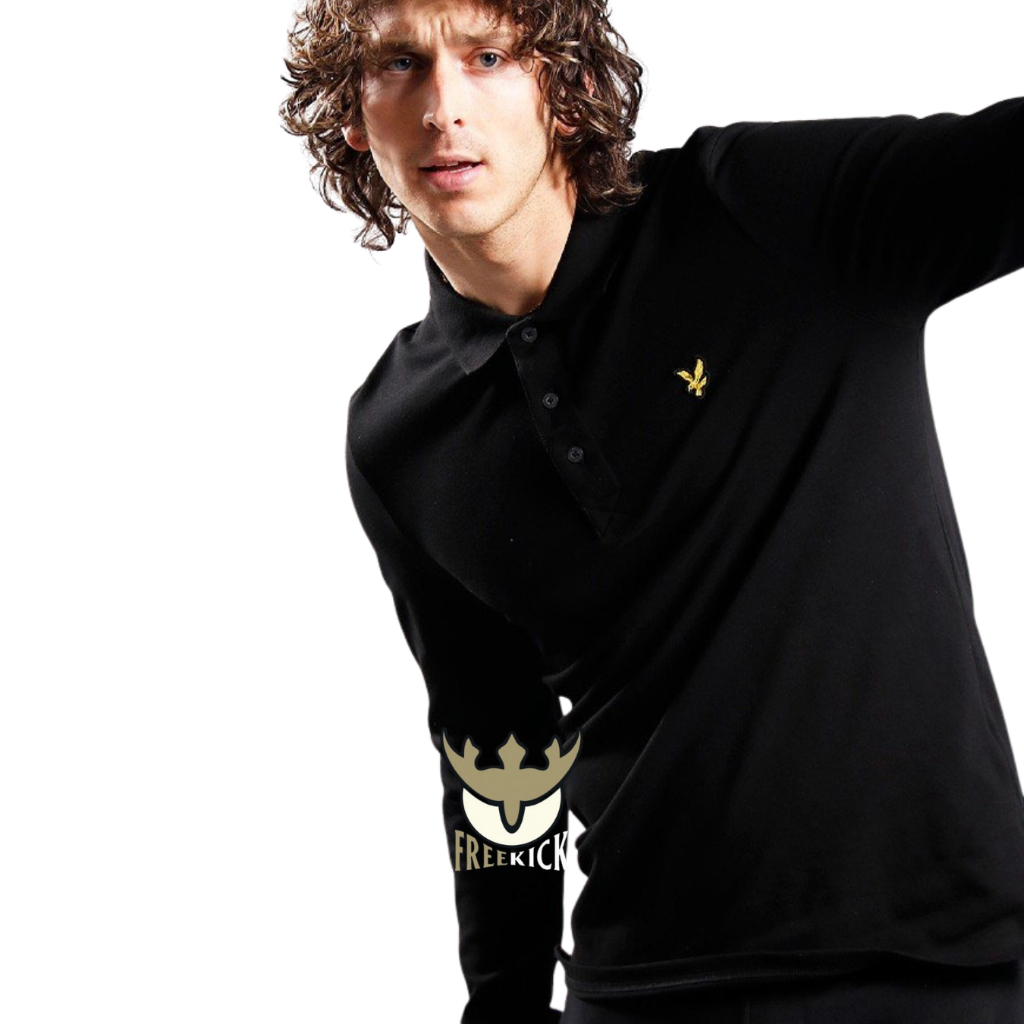 LYLE AND SCOTT LONG SLEEVE POLO SHIRT JET BLACK