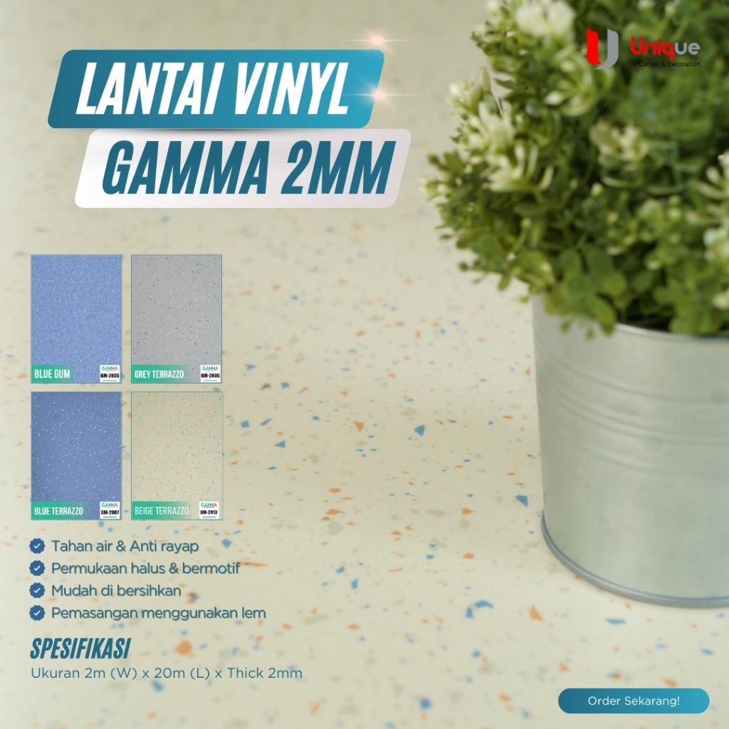 Vinyl Flooring Gamma / Lantai Vinyl Roll Tebal 2mm / Vinyl Roll Motif Terazzo