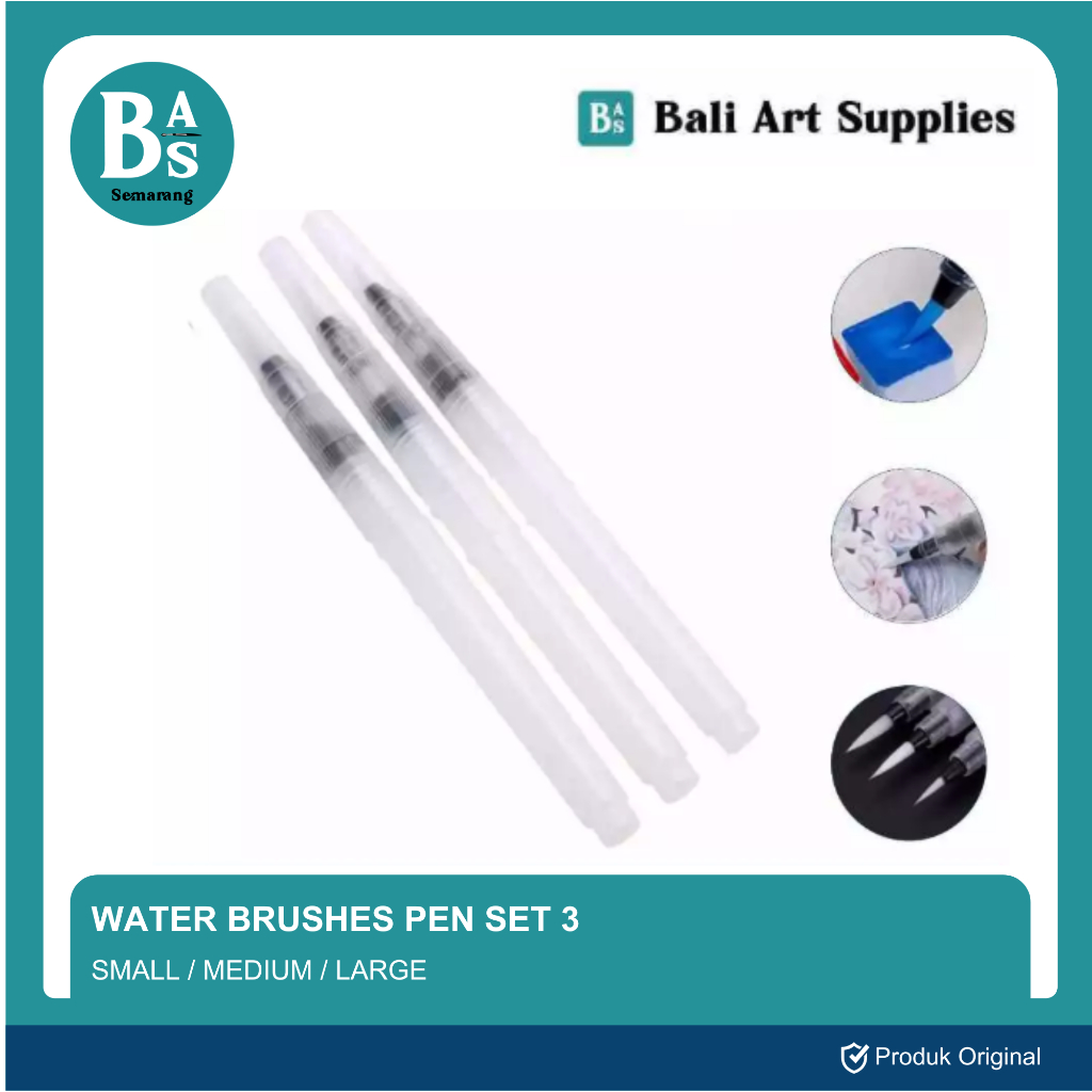 Bali Art Supplies - Kuas Lukis Cat Air 1 Set isi 3 - Water Brushes Set - BAS Semarang