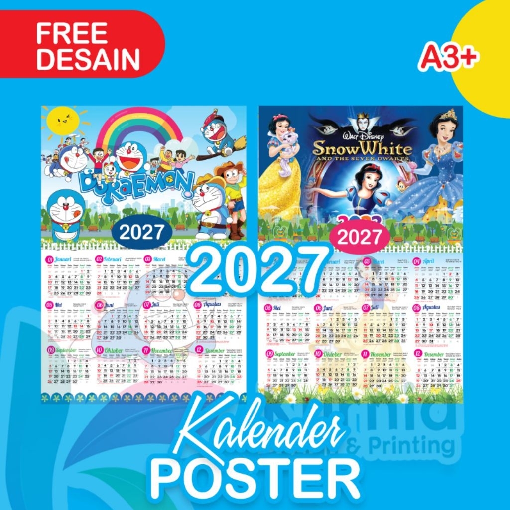 KALENDER 2027/KALENDER POSTER/KALENDER DINDING /KALENDER CUSTOM/KALENDER MURAH