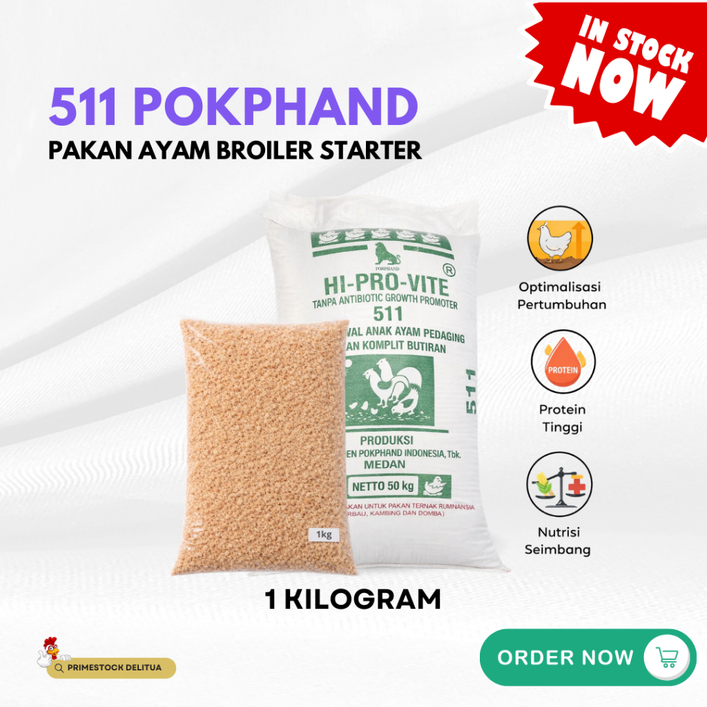 511 Super Pokphand Repack 1 KG: Pakan Komplit Masa Awal Anak Ayam Pedaging Hi-Pro-Vite