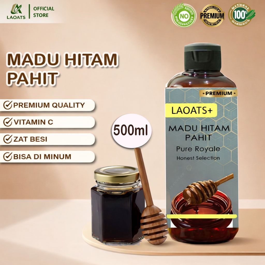 Madu Hitam Alami Bantu Kesehatan Lambung Tingkatkan Stamina Dan Jaga Tubuh Tetap Fit Laoats 500ml
