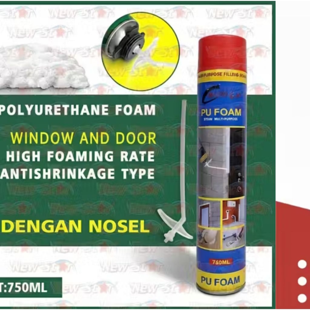 PU Foam 750ml Semprot Busa Polyurethane Serbaguna + Nosel | Lem Busa Celah Pintu Jendela Anti Bocor 