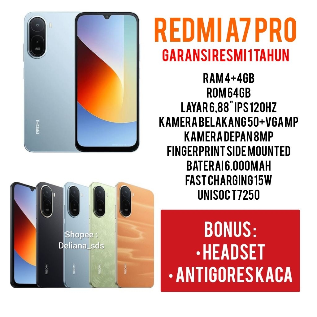 Redmi A7 Pro 4/64 4+4/64 8/64 Garansi Resmi 1 Tahun Redmi A7 Pro 4+4/64 Redmi A7 Pro 8/64 Xiaomi A7 