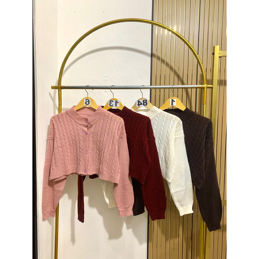 Cardigan Rajut Kepang Crop