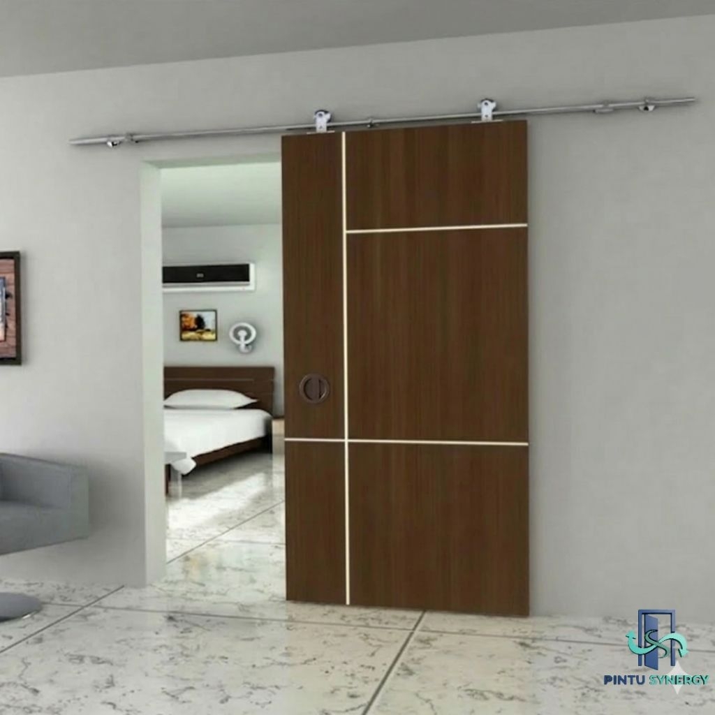 Pintu Sliding/Geser, Pintu Kamar, Custom, Set Lengkap Tinggal Pasang