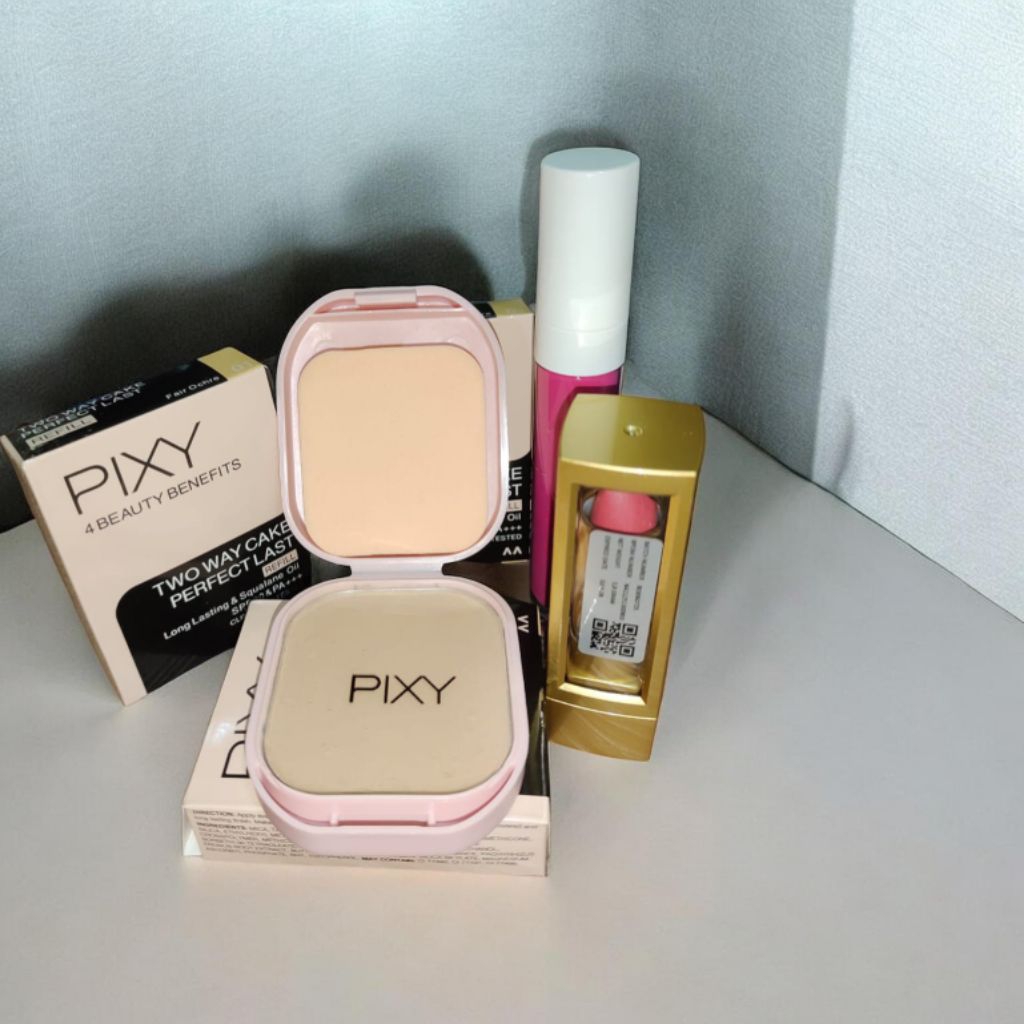 Promo Paket Bedak Pixy Lipstik Batang Dan Lipcream Matte Dan tahan lama