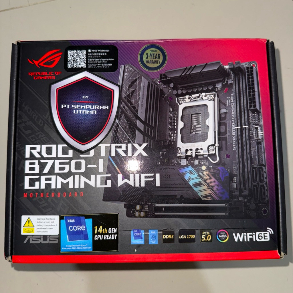 ASUS ROG STRIX B760-I GAMING WIFI DDR5 LGA 1700 Intel GEN12 GEN13 GEN14 - ASUS ROG STRIX B760I GAMIN