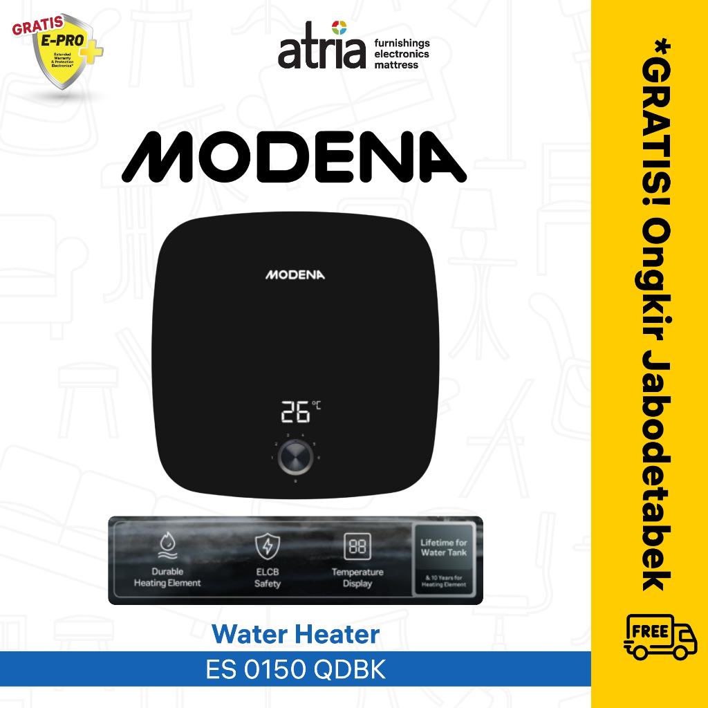 MODENA WATER HEATER ES 0150 QDBK Listrik 15 Liter Garansi