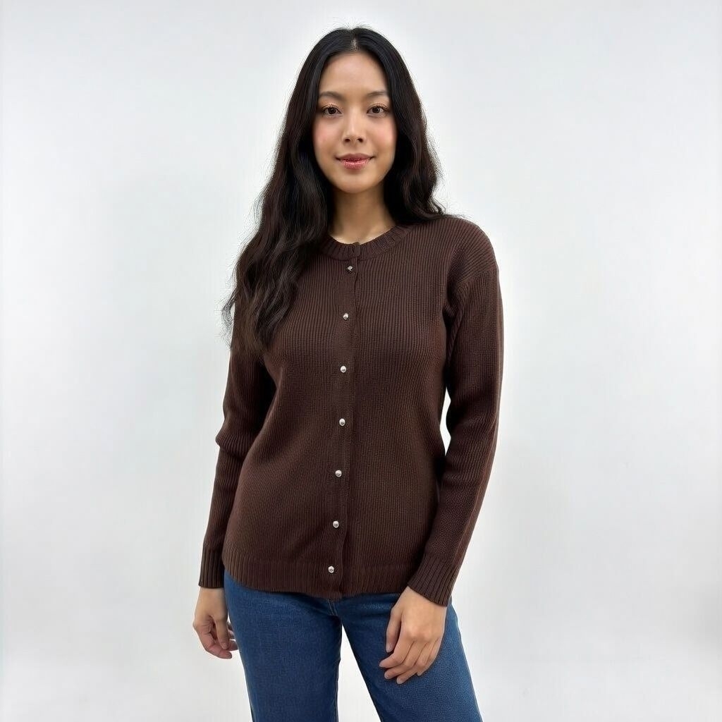 sweater rajut wanita kancing tujuh kardigan
