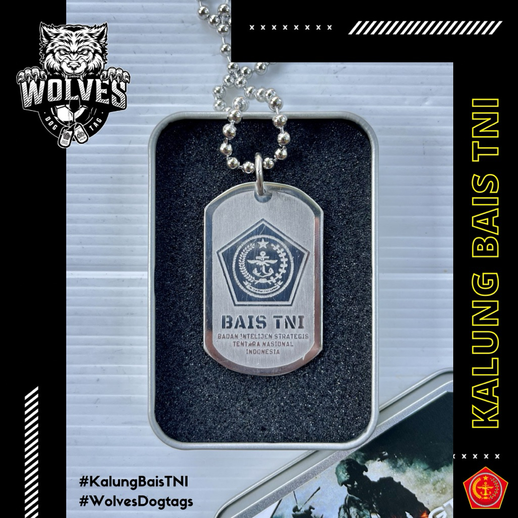 Kalung BAIS TNI / Badan Intelijen Strategis / Kalung mabes TNI / Dog tag Bais / Kalung militer / aks