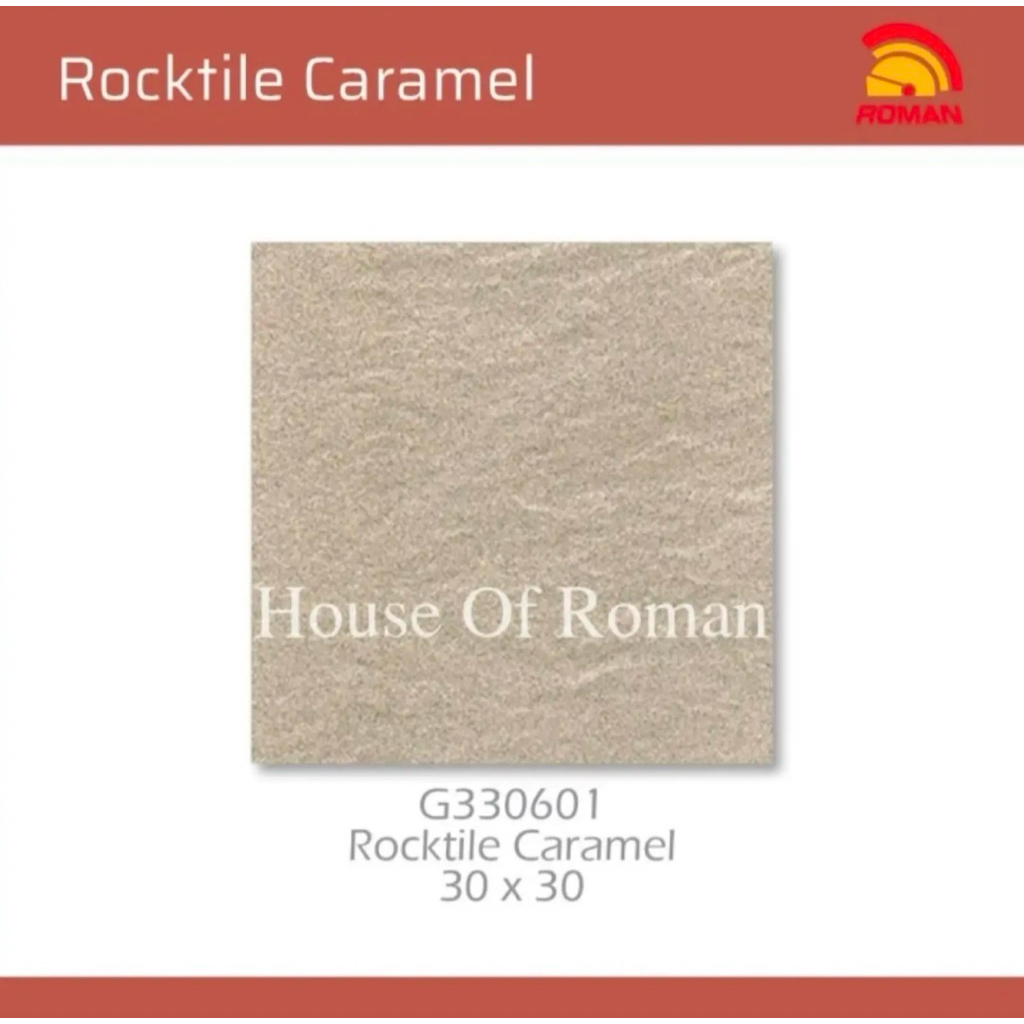 Roman Keramik 30x30 Rocktile Caramel/Ubin Keramik Garasi/Lantai Teras Coklat/Keramik Carport 30x30