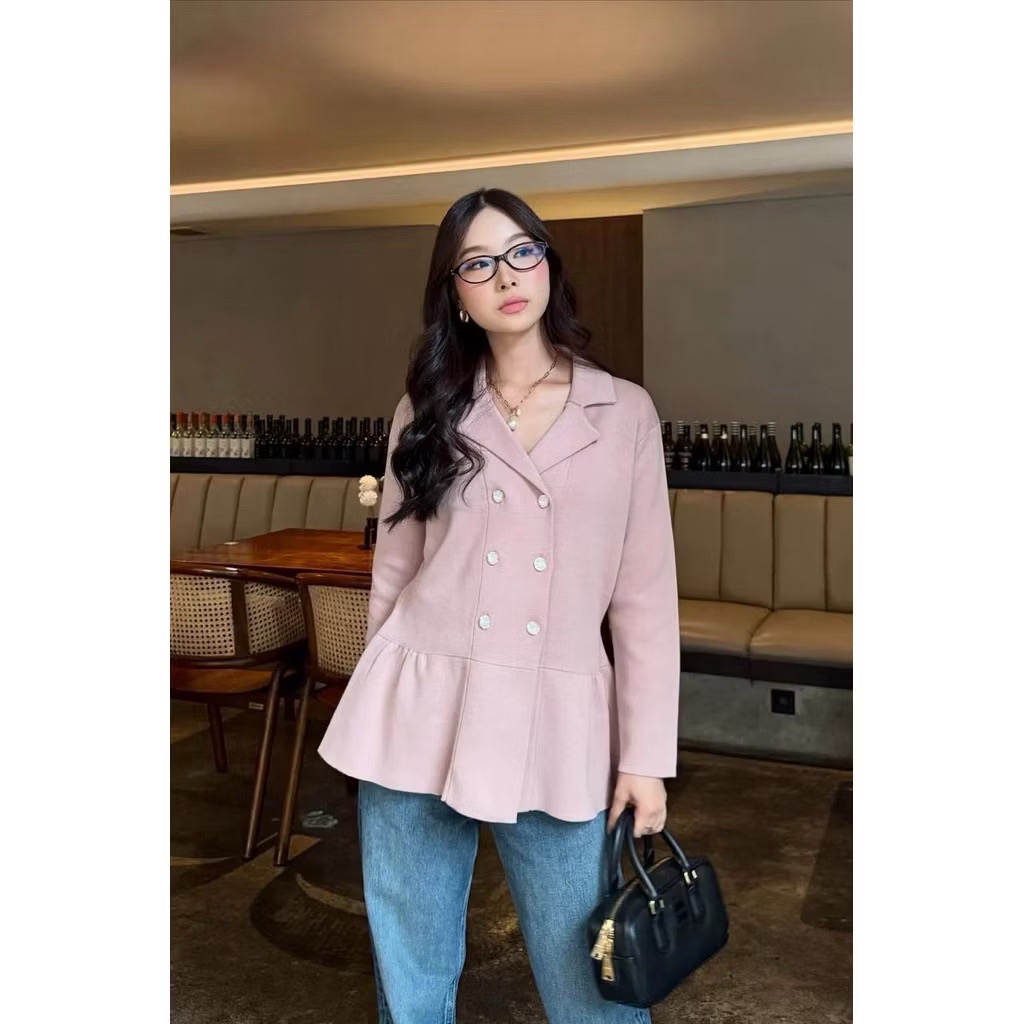 GONEGANI Blazer Knit - Blazer Wanita Timeless Bahan Cotton Knit