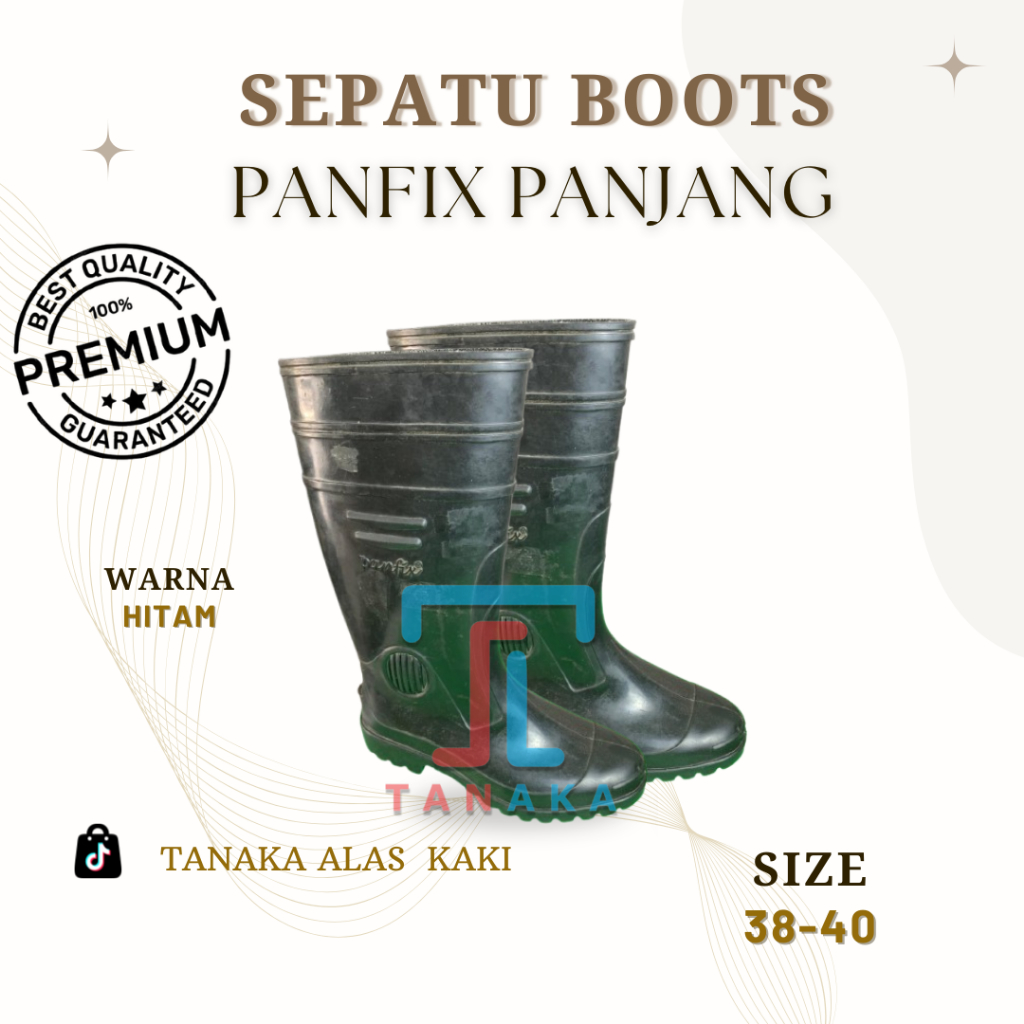 Sepatu Boots PANFIX Panjang Size 38-40 | Sepatu Boots Pria Karet Anti Air Sepatu Hujan Kerja Lapanga