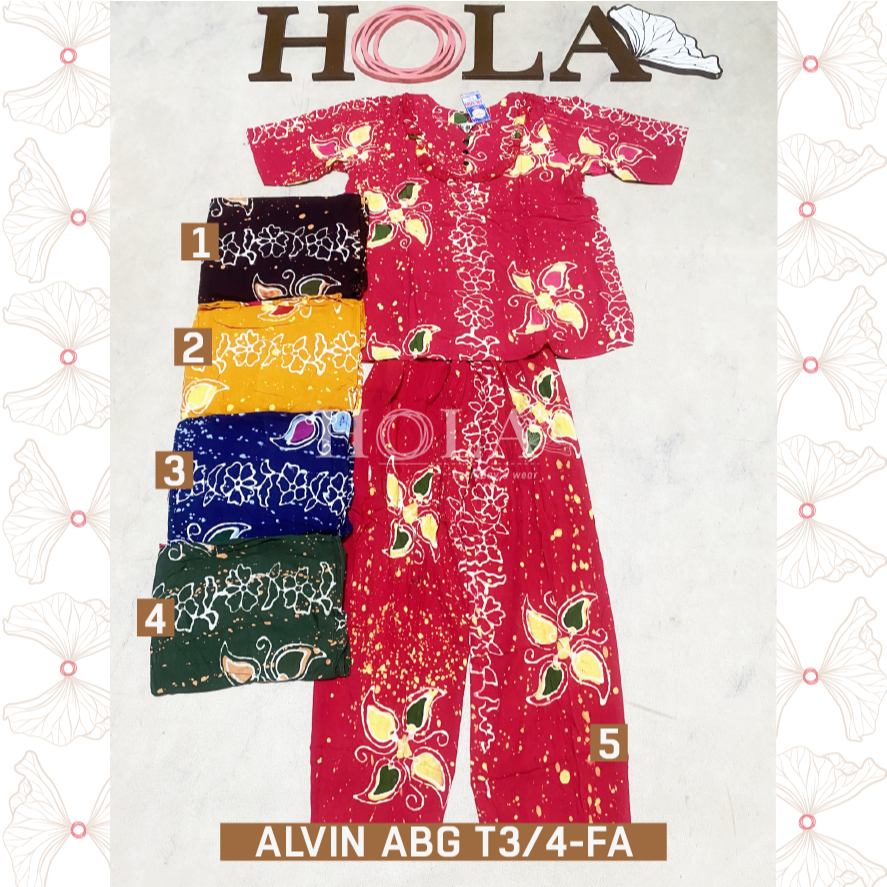 HOLA_FASH | A- Setelan CP ALVIN ABG Lengan 3/4 Batik, Setcel batik, setelan rumahan, setelan santai,