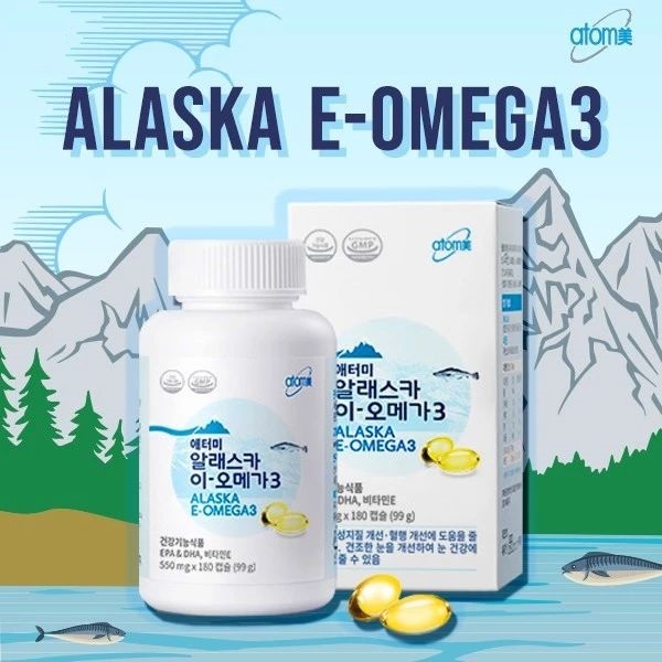 Atomy ALASKA E-OMEGA3 FISH OIL 180 Capsules (EPA & DHA 550mg Kualitas Tinggi)