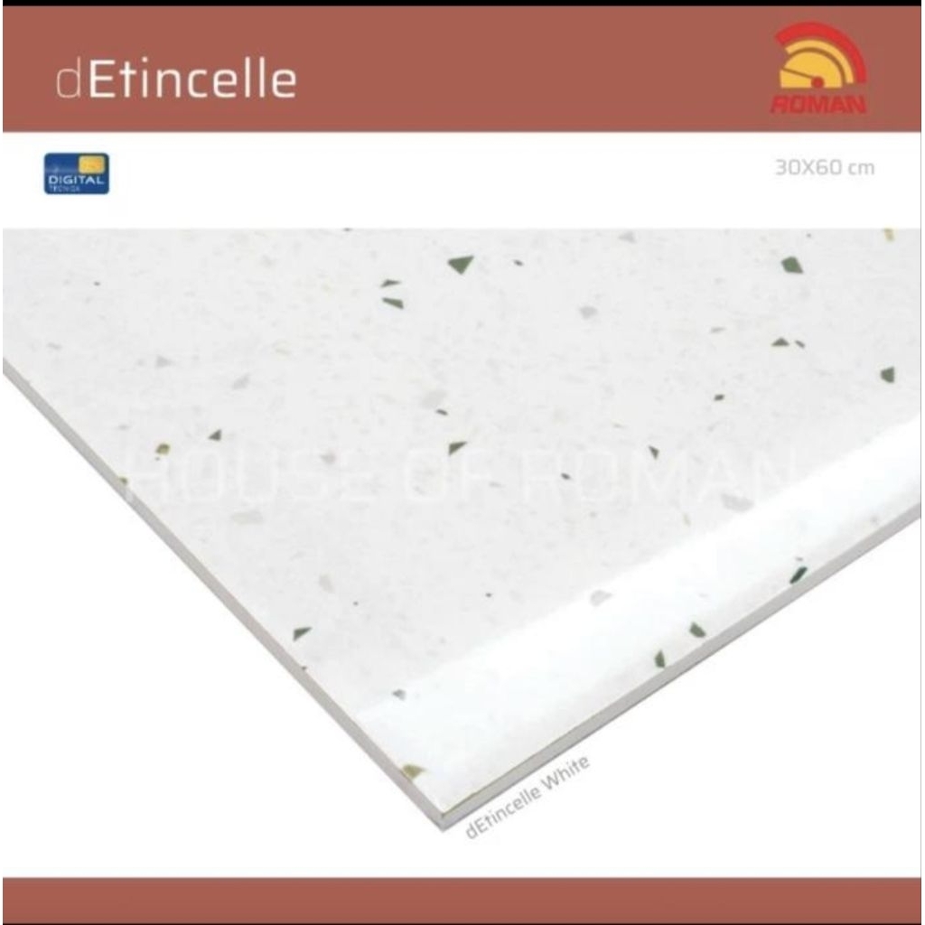 Roman Keramik W63420T dEtincelle White 60x30/keramik kamar mandi glossy/Keramik kamar mandi terazzo/