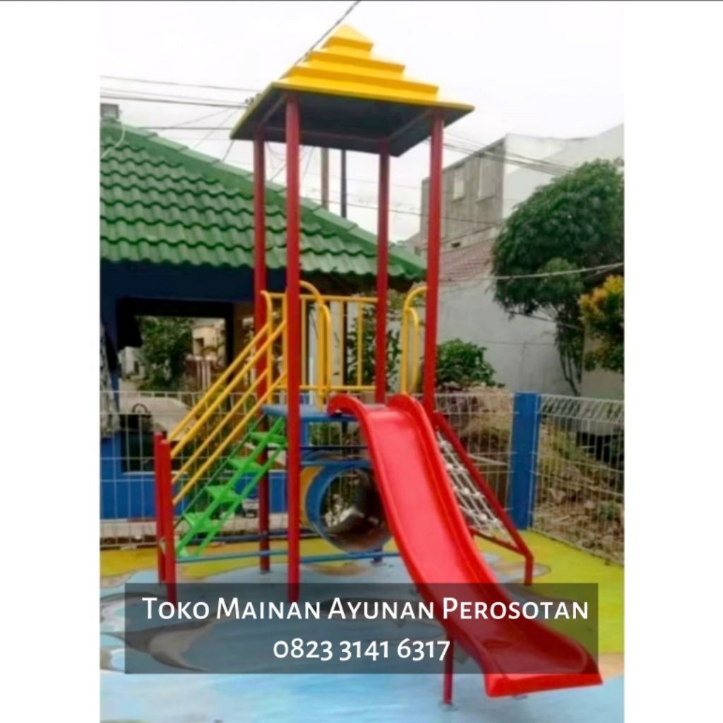 Mainan Perosotan Set Ayunan - Mainan Prosotan Set Ayunan - Perosotan Spiral Besi - Prosotan Spiral B
