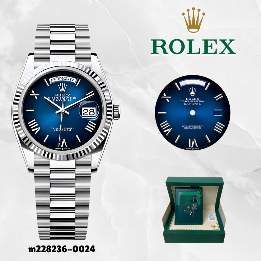 ROLEX Jam Tangan Pria Day-Date 40 M228236-0024 Platinum 950 Blue Ombré 40mm Bisa COD