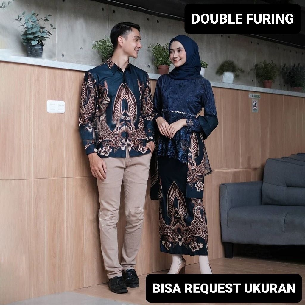 KEMEJA & ROK DOUBLE FURING PREMIUM / BAJU SERAGAM BATIK COUPLE PASANGAN SARIMBIT KELUARGA CUSTOM ANA