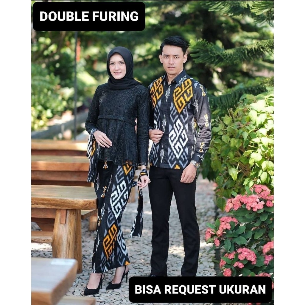 KEMEJA & ROK DOUBLE FURING PREMIUM / BAJU SERAGAM BATIK COUPLE PASANGAN SARIMBIT KELUARGA CUSTOM ANA