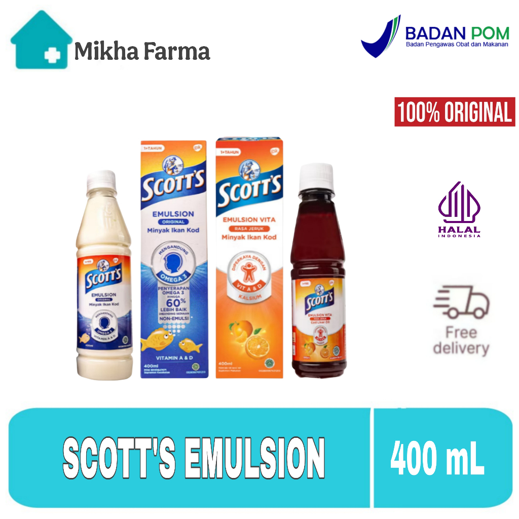 Scott's Emulsion Original / Vita Orange Botol @ 400 Ml - Memenuhi Kebutuhan Vitamin