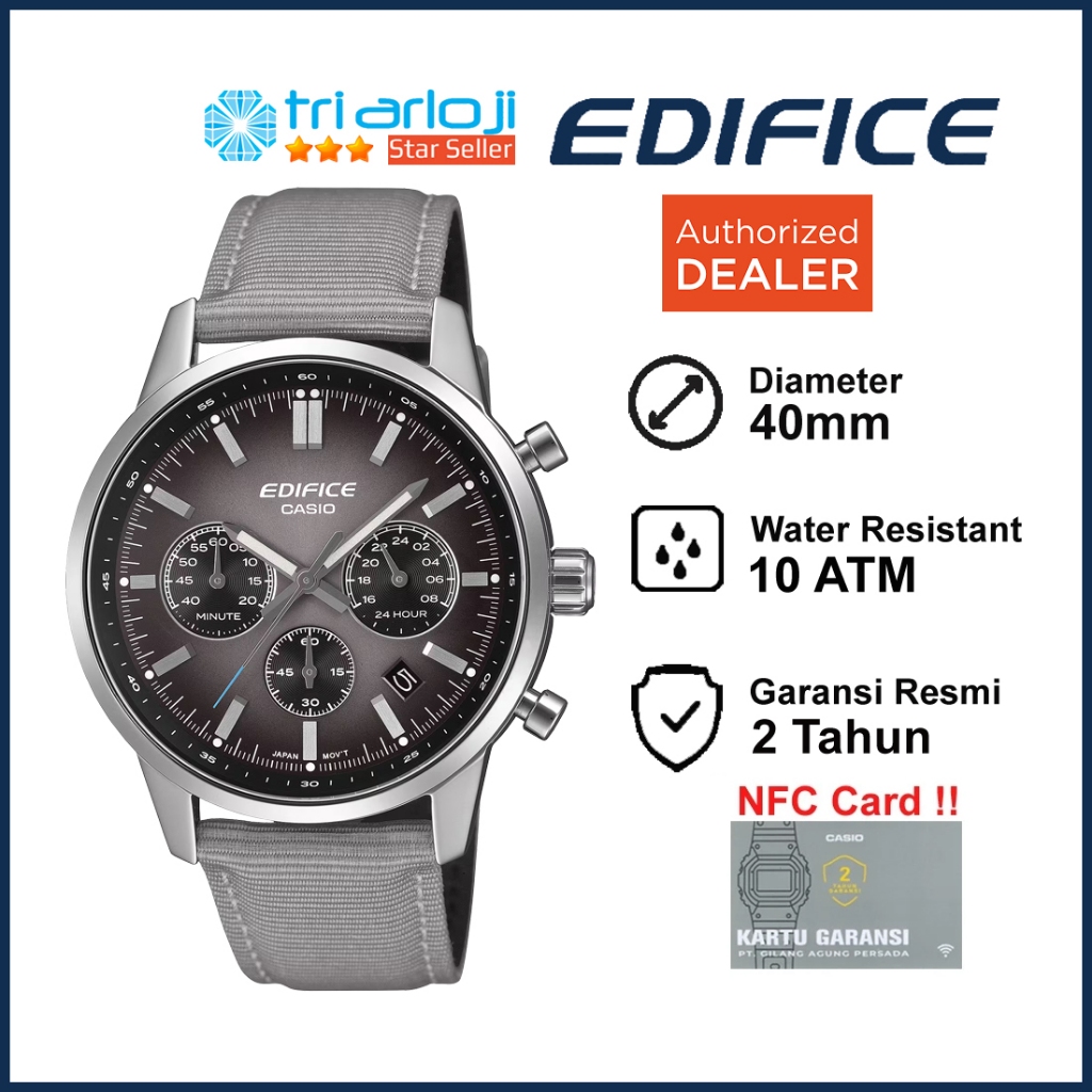 Casio EDIFICE EFR-575C-8ADF Jam Tangan Pria Analog Kanvas Nilon Chronograph EFR-575C-8A EFR575C