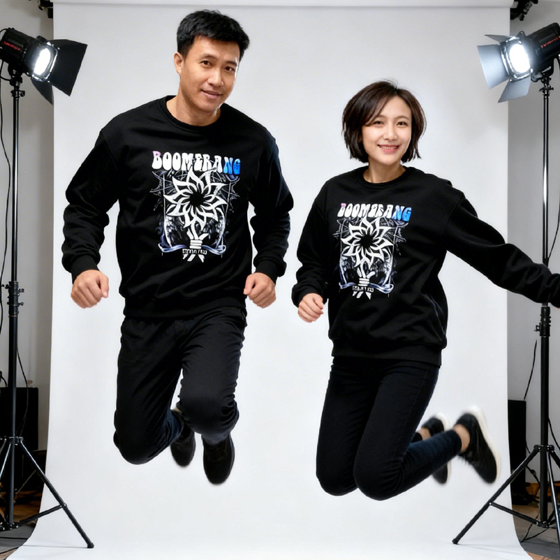 Sweater Boomerang Band Terapi Visi Crewneck Bahan Cotton Fleece Nyaman Adem