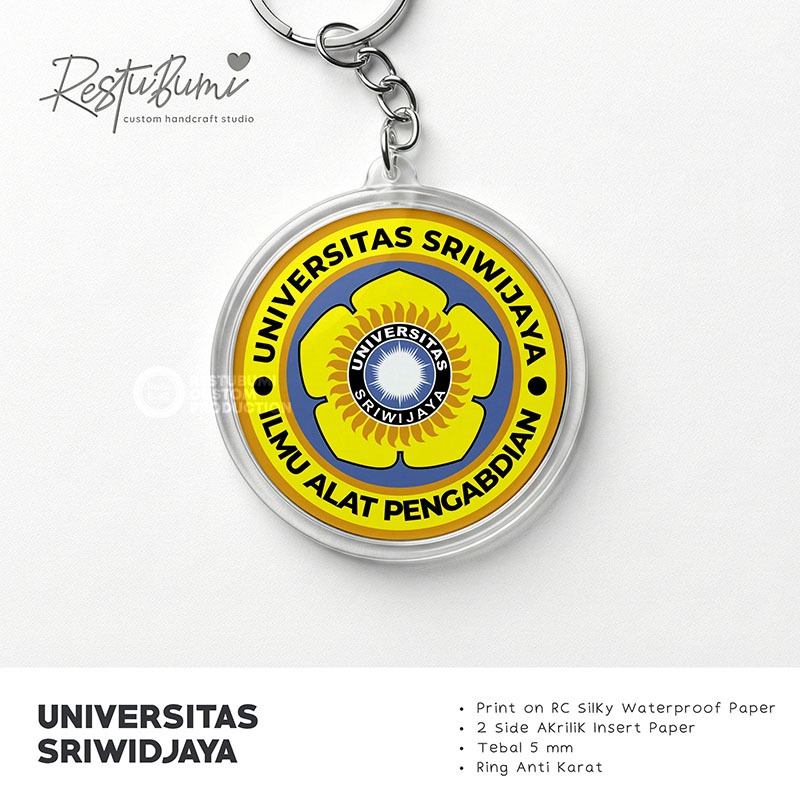 Gantungan Kunci Akrilik UNSRI Universitas Sriwijaya 2 Sisi