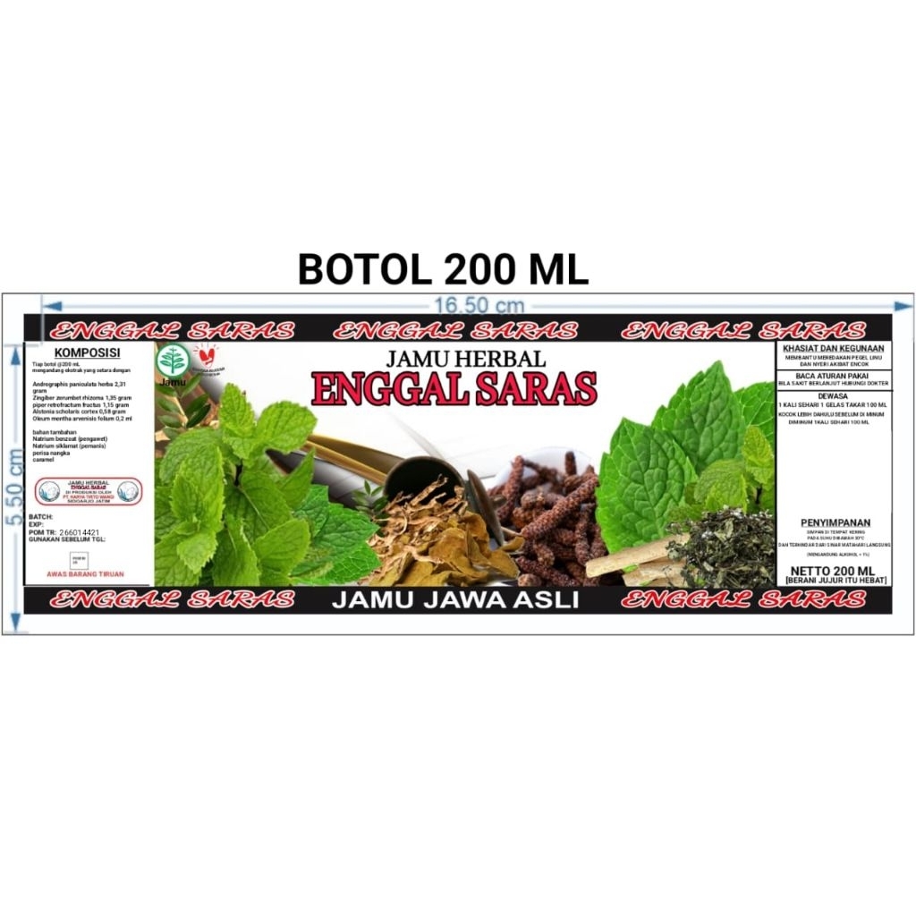 jamu herbal Enggal saras pegelinu untuk uarat kaku