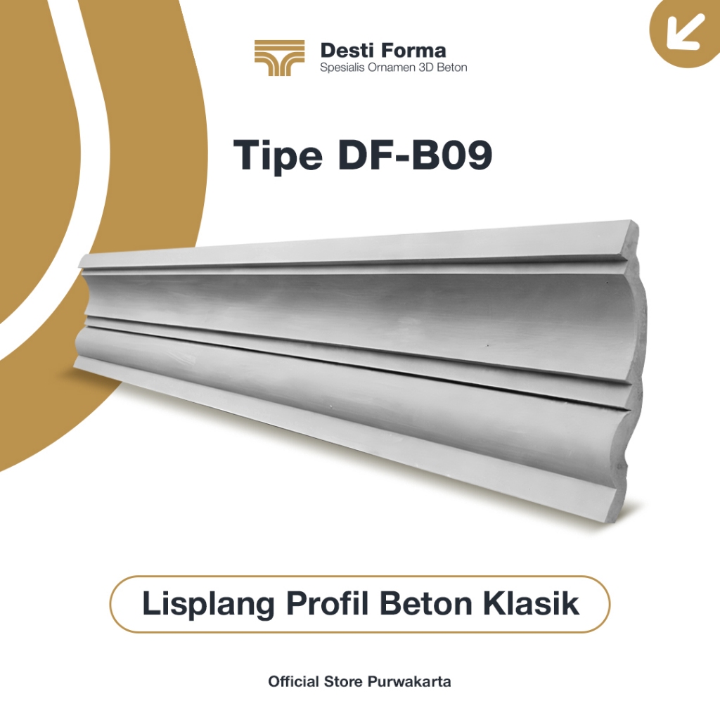 Lisplang Profil Beton Tipe DF-B09 | Lis profil Beton Atap Fasad Rumah Klasik & Modern