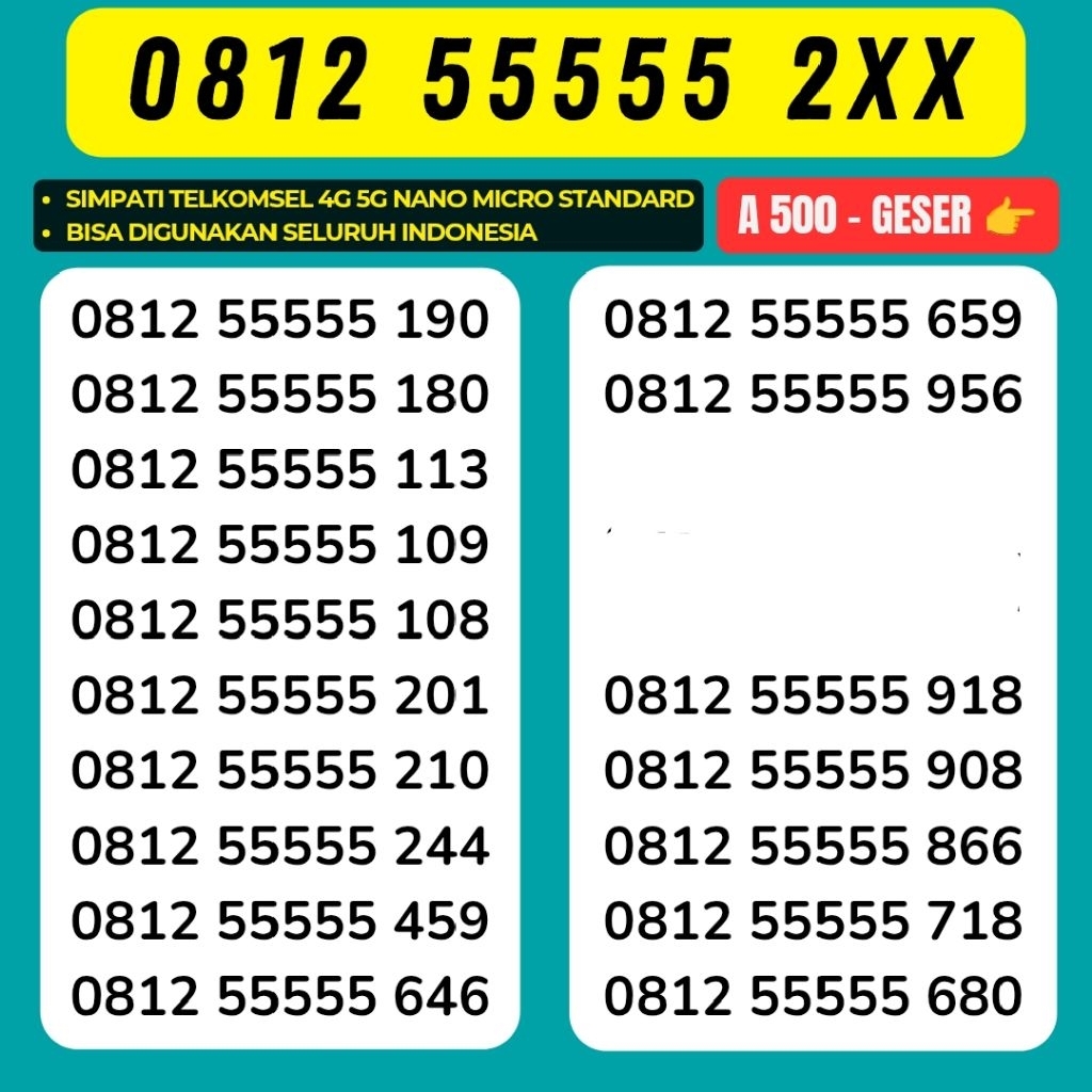 Nomor Cantik Telkomsel Triple Panca 5555 Kartu Perdana Telkomsel Tsel Red Telkomsel 5g Telkomsel 10 